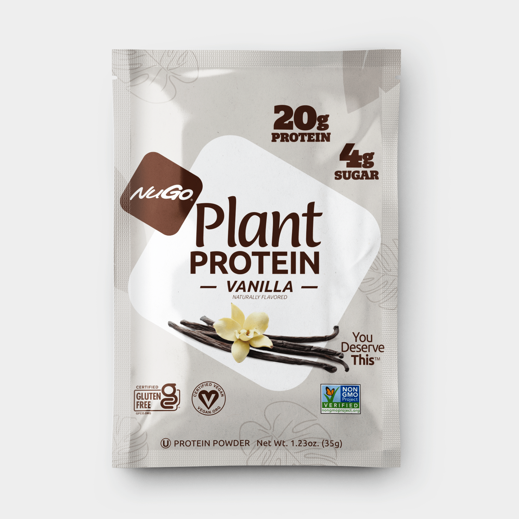 NuGo Vanilla Plant Protein Powder Single Pack Back